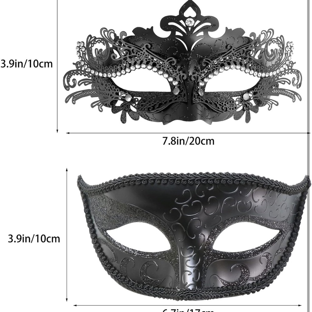 Elegant Black Masquerade Mask Set